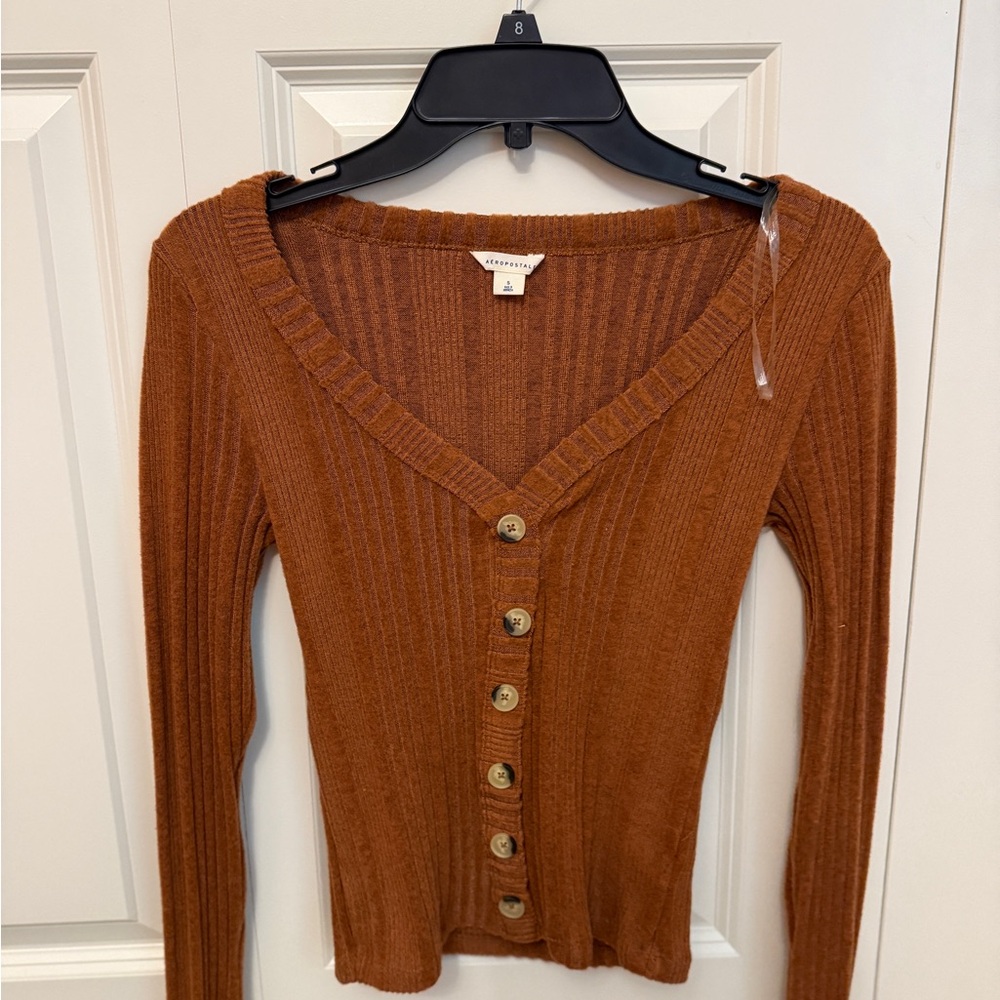 Aeropostale Rust Ribbed Knit Sweater